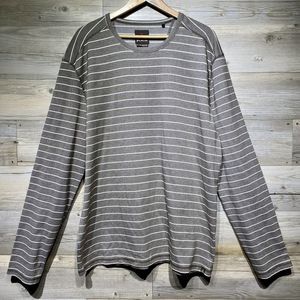 Prana Men’s XL Breathe Brown Striped Long Sleeve Pullover Knit Shirt Outdoor